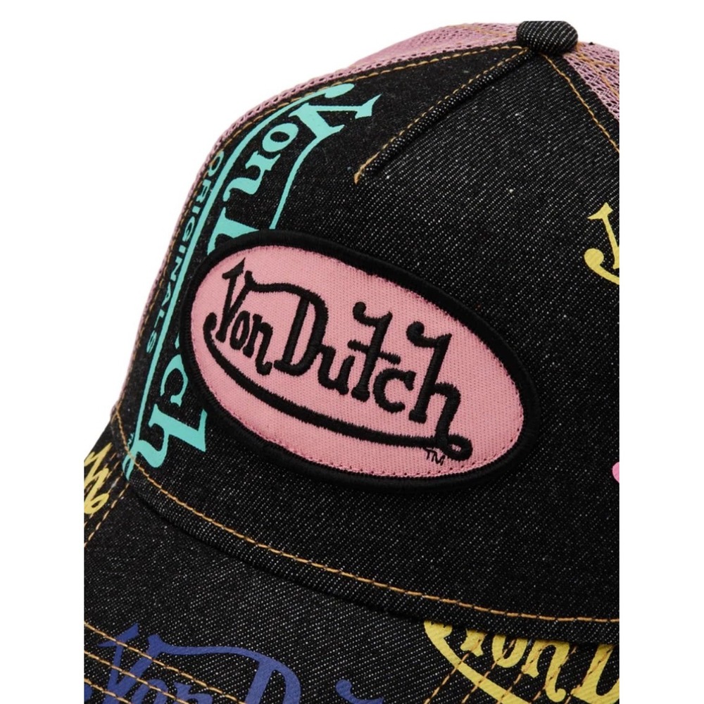 NEW Von Dutch Hat Dark Denim Pink Trucker Mesh SnapBack Cap Retro unisex Y2K - Picture 5 of 8